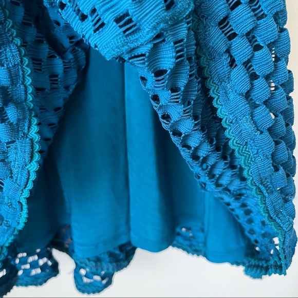 Anthropologie Tracy Reese Teal Blue Godet Knit Dress Fit Flare size Small - Picture 10 of 11